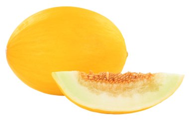 Honeydew kavun meyvesi. Beyaz arka planda izole edilmiş taze meyve.