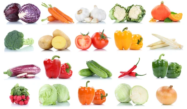 野菜のコレクショントマトニンジンレタスカボチャの新鮮な食品野菜ジャガイモは白い背景に隔離された — ストック写真