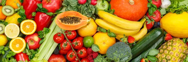 背景食物 水果和蔬菜收集水果蔬菜健康饮食苹果橙子番茄背景 — 图库照片