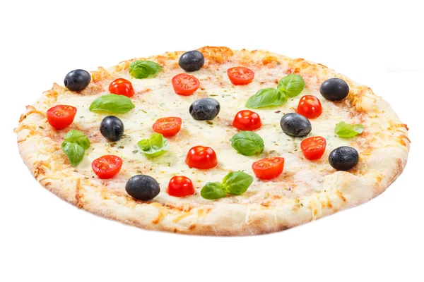 Beyaz Arka Planda Izole Edilmiş Pizza Margaritası — Stok fotoğraf