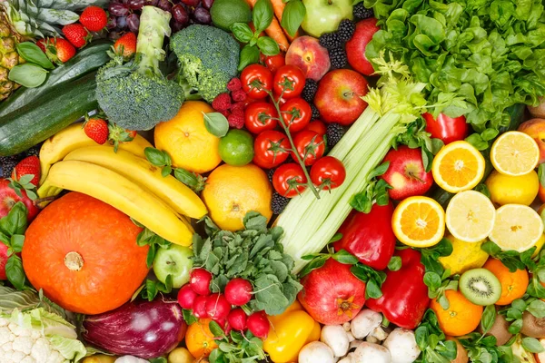 Bakgrund Mat Frukt Och Grönsaker Samling Frukt Grönsaker Hälsosam Kost — Stockfoto