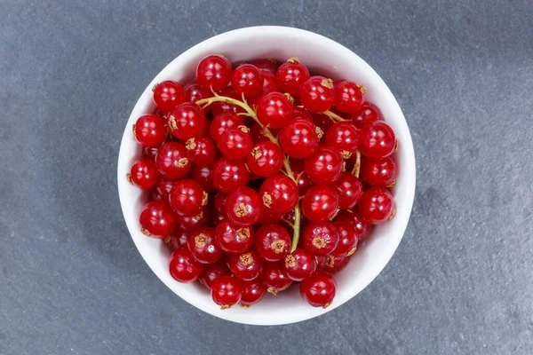 Red Currants Berries Bowl Slate — Stock Photo, Image
