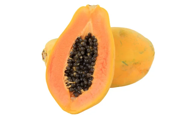 Papaya Gyümölcs Gyümölcs Nyár Elszigetelt Fehér Alapon — Stock Fotó