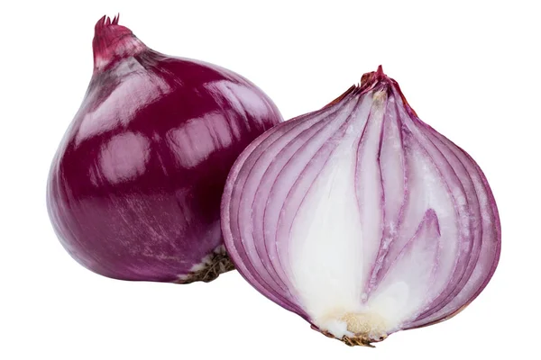 Red Onion Vegetable Onions Slice Sliced Fresh Isolated White Background — Stock Photo, Image