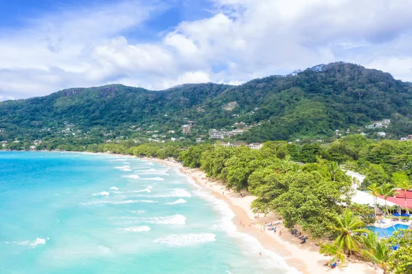 Seychelles Playa Mahe Isla Naturaleza Paraíso Océano Drone Vista Aérea — Foto de Stock