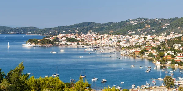 Skiathos Island Greece Port Harbor City Town Panoramic View Banner — Fotografia de Stock