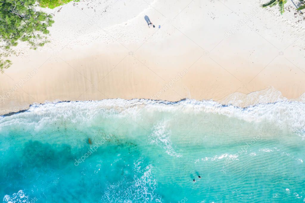 Seychelles beach sea ocean landscape Mahe island nature vacation paradise drone view aerial photo photography