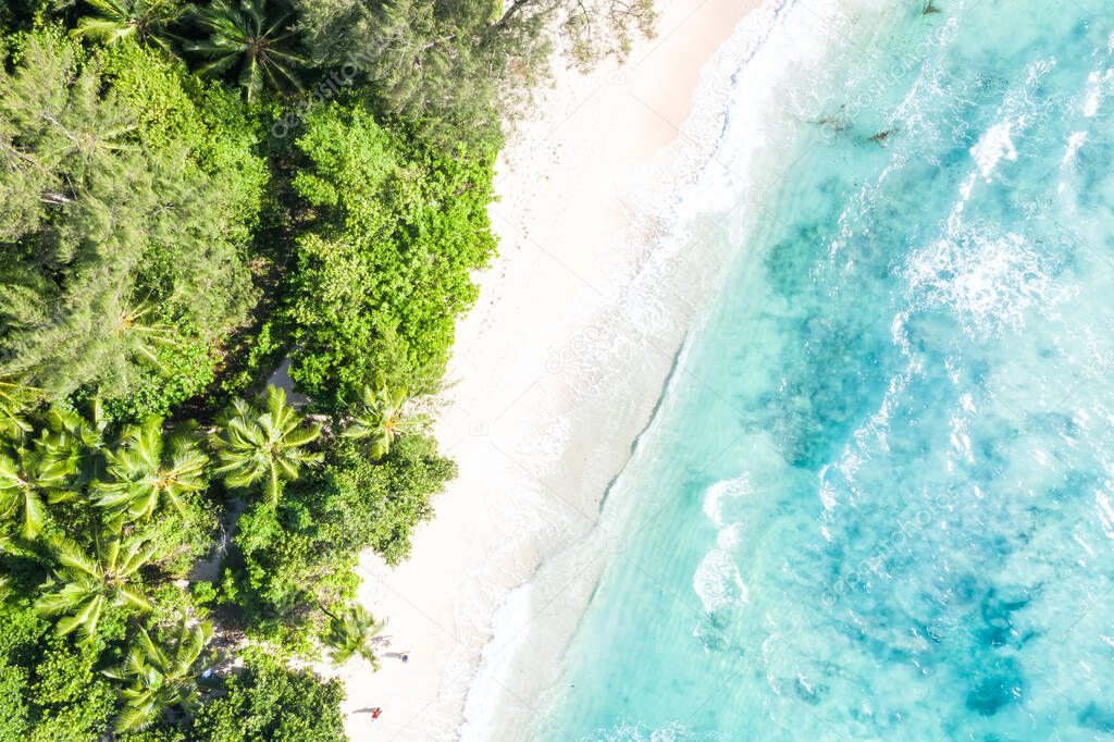 Seychelles Eden Island beach Mahe vacation paradise sea ocean aerial photo view travel