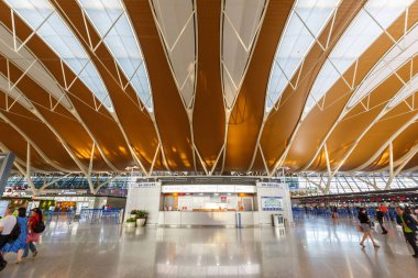 Şangay, Çin 27 Eylül 2019 Şangay Pudong Uluslararası Havaalanı 2 PVG Çin.