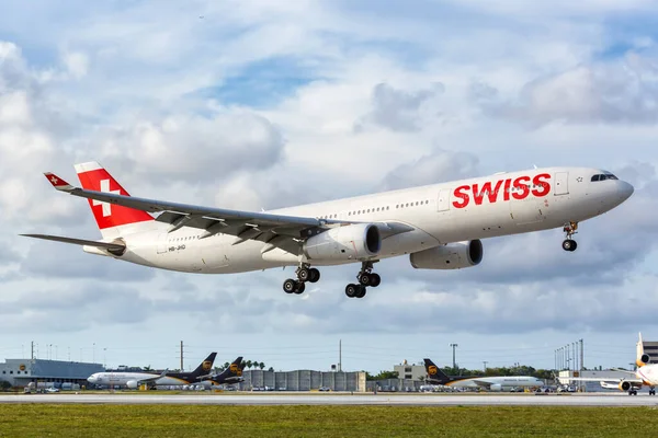 Miami Florida April 2019 Swiss Airbus A330 300 Airplane Miami — Stock Photo, Image