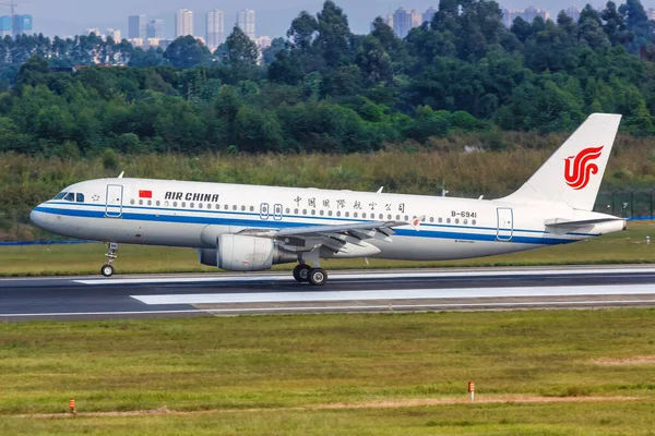 Chengdu China Septiembre 2019 Air China Airbus A320 Avión Aeropuerto — Foto de Stock