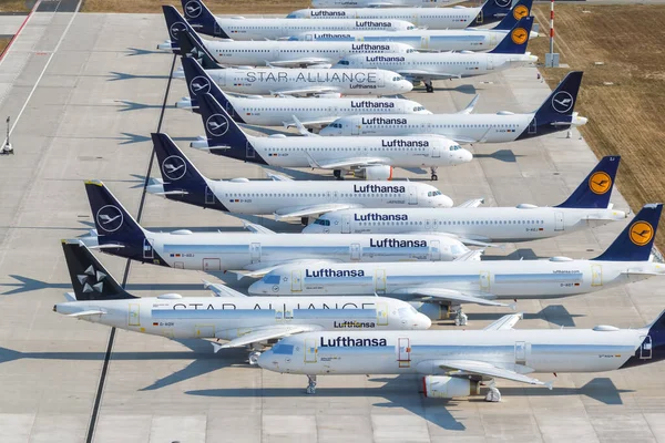 Berlin Tyskland Augusti 2020 Lagrade Lufthansa Flygplan Coronavirus Corona Virus — Stockfoto