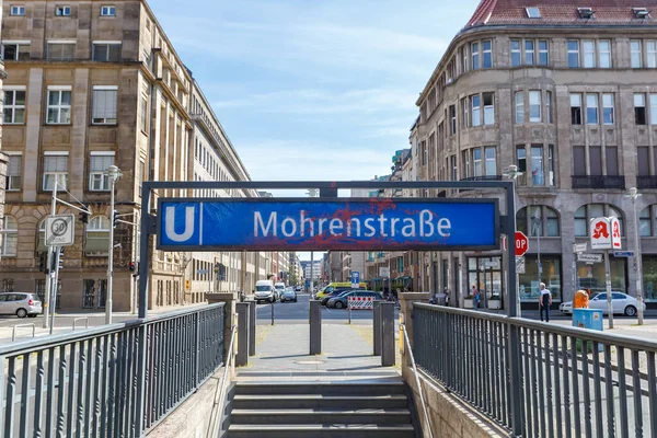 Берлин Германия Августа 2020 Года Станция Метро Mohrenstrasse Berlin Bahn — стоковое фото