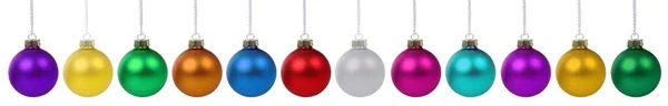 Palle Natale Baubles Banner Ball Bauble Decorazione Una Fila Isolata — Foto Stock