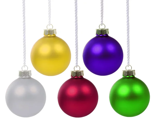 Bolas Natal Baubles Decoração Colorida Isolado Fundo Branco — Fotografia de Stock