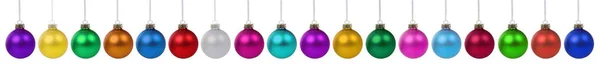 Bolas Natal Baubles Banner Advento Decoração Uma Fileira Isolada Fundo — Fotografia de Stock