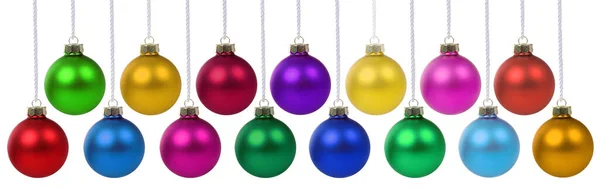 Palle Natale Baubles Tempo Decorazione Banner Appeso Isolato Uno Sfondo — Foto Stock