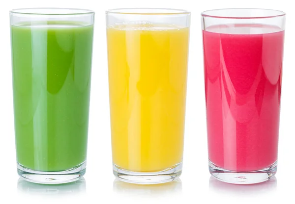 Jus Fruits Boisson Paille Boissons Dans Verre Saine Alimentation Isolé — Photo