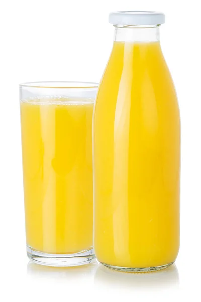 Jugo Fruta Batido Naranja Bebida Botella Vidrio Aislado Sobre Fondo —  Fotos de Stock