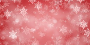 Noel arkaplan kırmızı desen. Kopyalama alanı ile kar yağışıyor. Kış kartında kar taneleri kar taneleri duvar kağıdı panoramasını bozuyor.