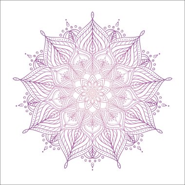 El yuvarlak degrade mandala çekilmiş. Oryantal desen. Boyama sayfası şablonu.