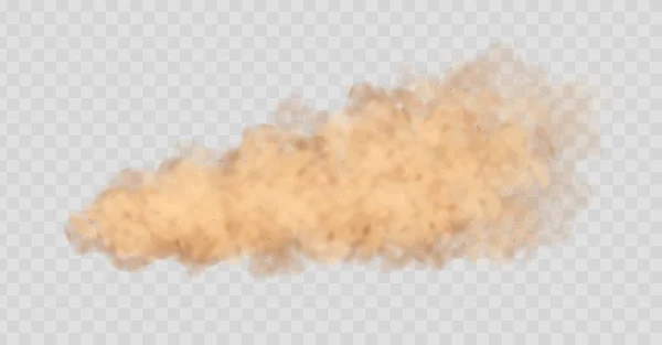Nube de polvo aislada sobre fondo transparente. Tormenta de arena, concepto de explosión de polvo beige . — Archivo Imágenes Vectoriales