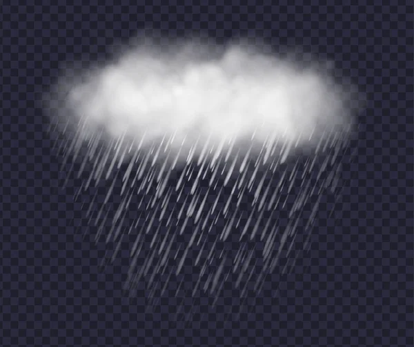 Regniga moln isolerad på transparent bakgrund. Realistiskt stormmoln med regn. — Stock vektor