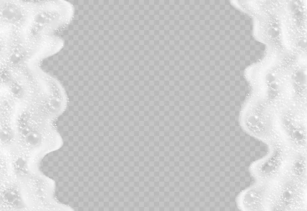 Soap foam with bubbles top view isolated on transparent background. — Stock Vector