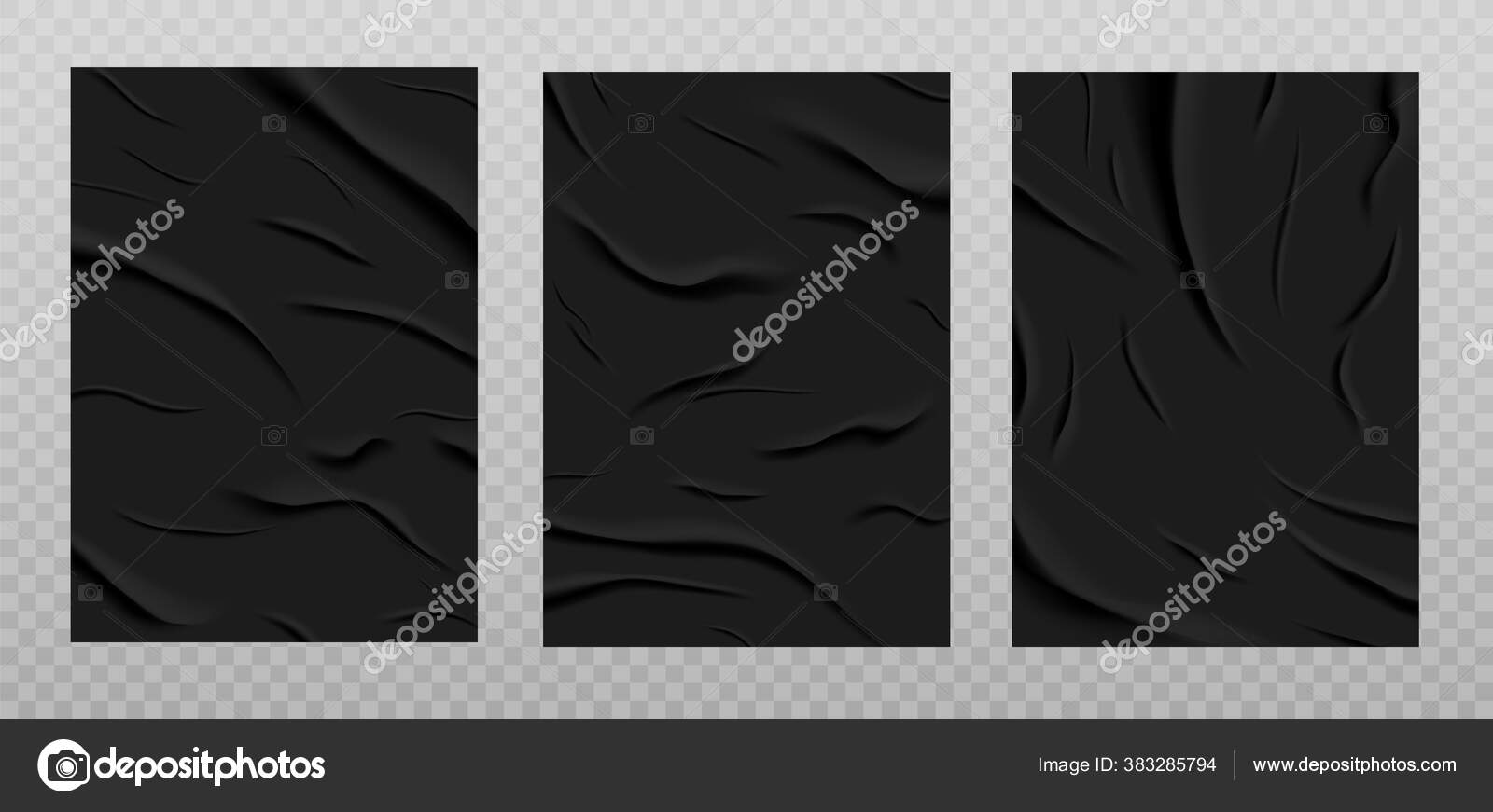 Black Glued Paper Texture Wet Wrinkled Paper Sheets Set Stock Vector Image By C Likanaris 383285794