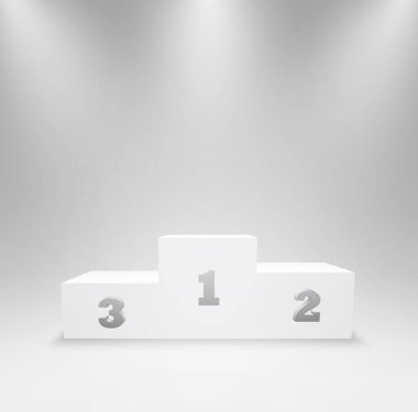 Birinci, ikinci ve üçüncü olan kazananlar için kaldırım taşı. Ödül töreni için podyum, yarışmayı kazananlar için ayakta durun..