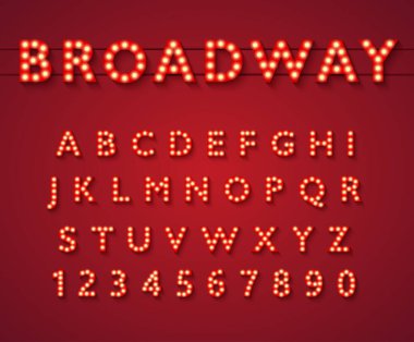 Broadway tiyatro tarzında ampul alfabesi.