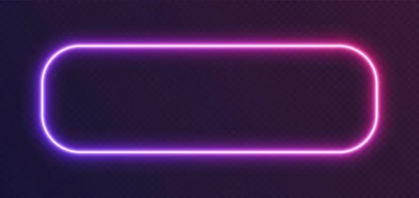 Neon lutning rundad rektangel ram, blå-rosa glödande gräns isolerad på en mörk bakgrund. Färgglada natt banner. — Stock vektor