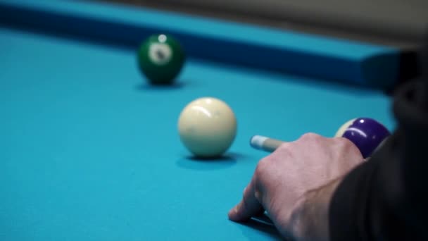 Persons play in snooker game, man plays in billiard — Stockvideo