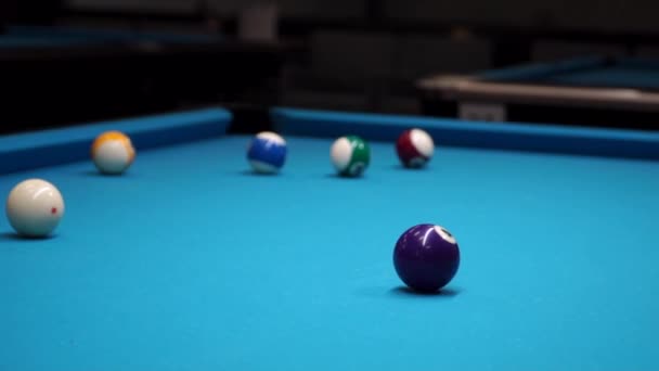 Persons play in snooker game, man plays in billiard — Stockvideo