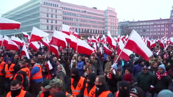 POLÓNIA, GARANTIA - 11 de novembro de 2018: Dia da independência da Polónia — Vídeo de Stock