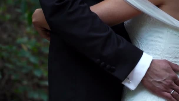 Newlyweds hug each other, warm embraces of young people — Stock Video