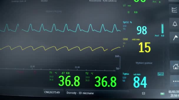 Medizinische Geräte im Krankenhaus, Hinweise auf eine Reinigung in einer medizinischen Einrichtung — Stockvideo