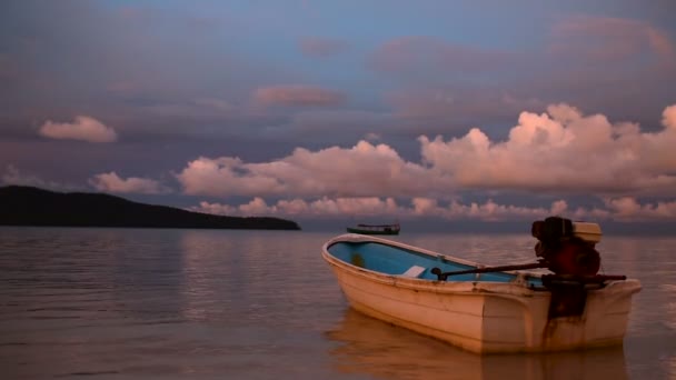 Beautiful Pink Sunset Koh Rong Samloem Island Boat Beach Saracen — Stock Video