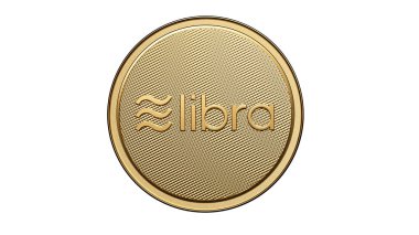 Üzerinde logo bulunan altın Terazi sikkesi İllüstrasyon Konsepti. Dijital kripto para ödeme yeni proje. Beyaz bir arka plan üzerine yerleştirilen 3d render Sikke.