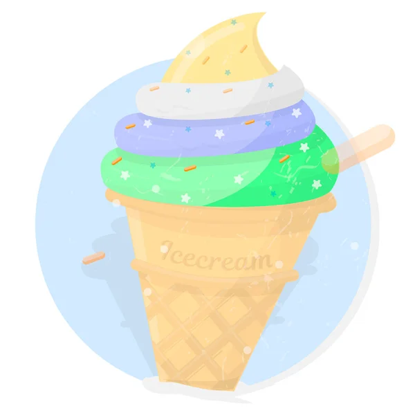 Helado. Icono de postre brillante . — Vector de stock