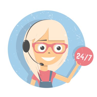 İstemci önerir. Online danışman kız. bir gün ve haftanın 7 günü 24 saat.