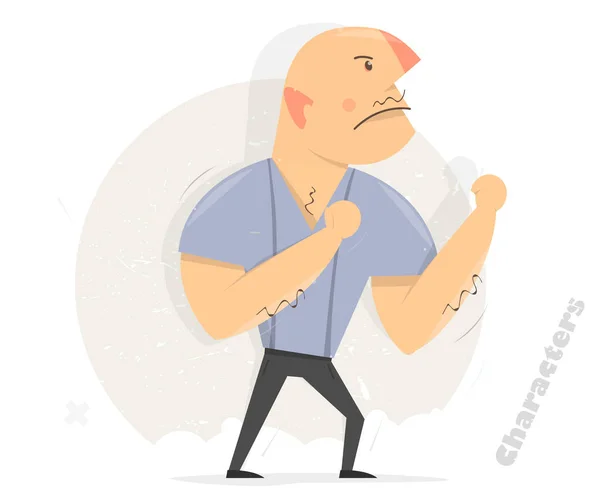 Ready to fight. Aggressive man. Funny boxer. — Stock Vector