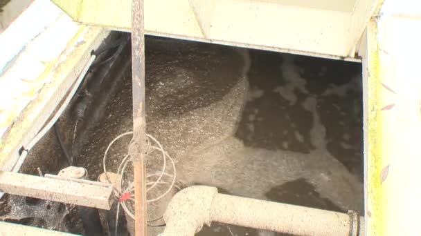 Water bubbling in aeration tanks with activated sludge for removal — Stock Video