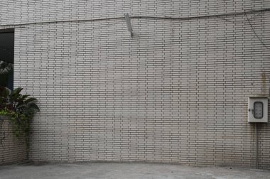 Sokak duvarı arka planı, endüstriyel arka plan, depo tuğla duvarlı boş Grunge şehir sokağı