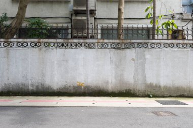 Sokak duvarı arka planı, endüstriyel arka plan, depo tuğla duvarlı boş Grunge şehir sokağı