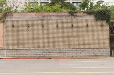 Sokak duvarı arka planı, endüstriyel arka plan, depo tuğla duvarlı boş Grunge şehir sokağı