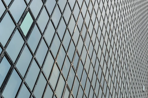 Superficie Cristal Rascacielos Vista Distrito Centros Negocios Con Reflexión Sobre — Foto de Stock