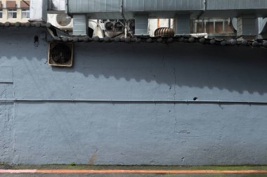 Sokak duvarı arka planı, endüstriyel arka plan, depo tuğla duvarlı boş Grunge şehir sokağı