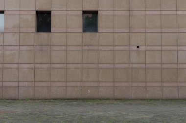 Sokak duvarı arka planı, endüstriyel arka plan, depo tuğla duvarlı boş Grunge şehir sokağı