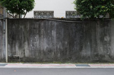 Sokak duvarı arka planı, endüstriyel arka plan, depo tuğla duvarlı boş Grunge şehir sokağı